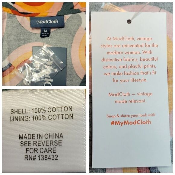 Mod Cloth Mod Well Rainbow Retro Inspired Cotton Dress Women's Plus Size 14 - Picture 9 of 14